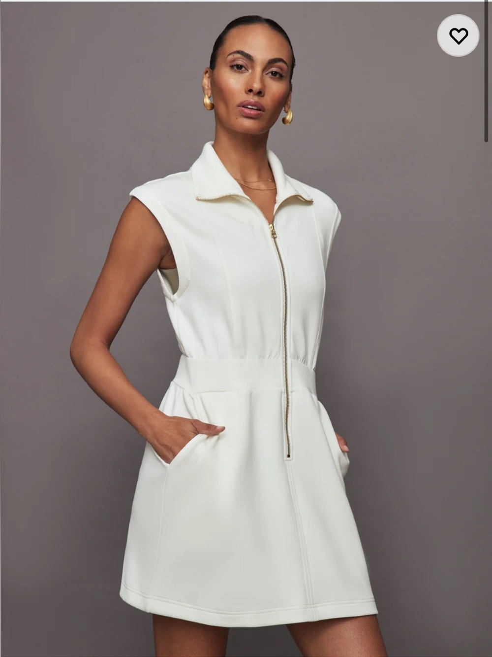 Varley double soft Sleeveless Zip-Front Cream Dress